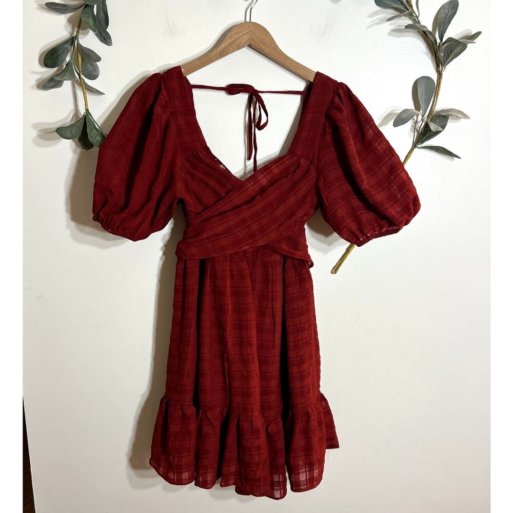 Lulu's Red Puff Sleeve Dress LAST CALL